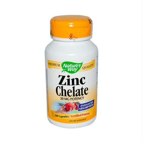 Natures Way Zinc Chelate - 30 mg - 100 Capsules