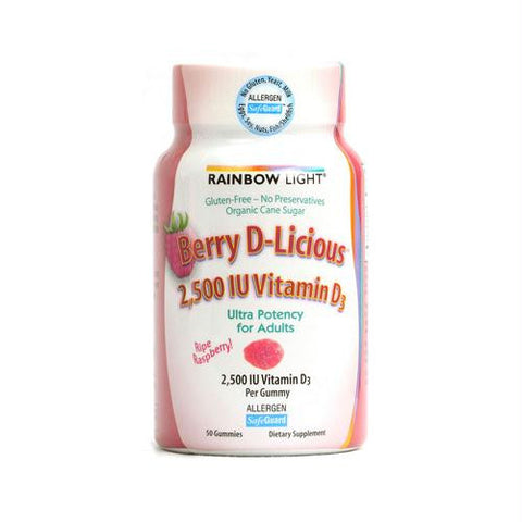 Rainbow Light Berry-D-Licious Vitamin D3 Ripe Raspberry - 2500 IU - 50 Gummies