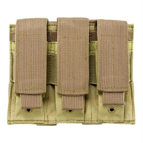 Vism By Ncstar Triple Pistol Mag Pouch-Tan