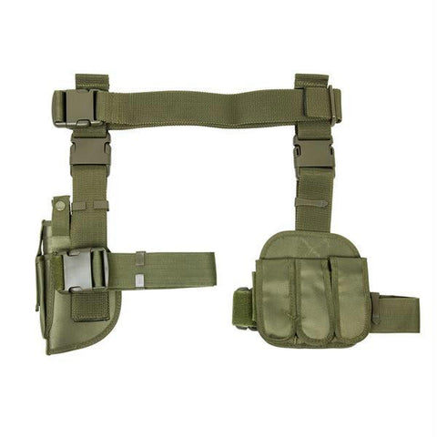 Vism By Ncstar 3pcs Drop Leg Gun Holster And Magazine Holder-Green