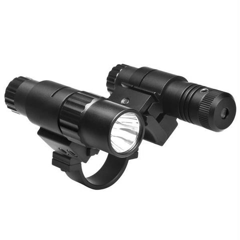 NcStar 30mm Double Rail Scope Adapter-Flashlight-Green Laser Set