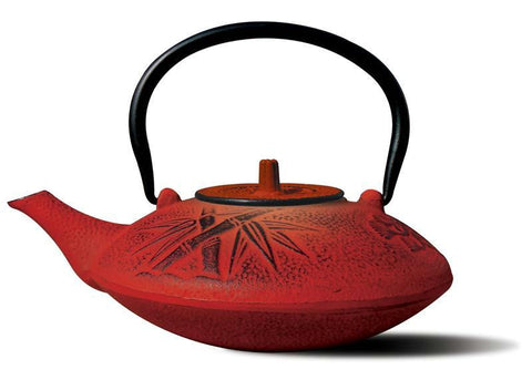 Red Cast Iron Sakura Teapot 37 oz