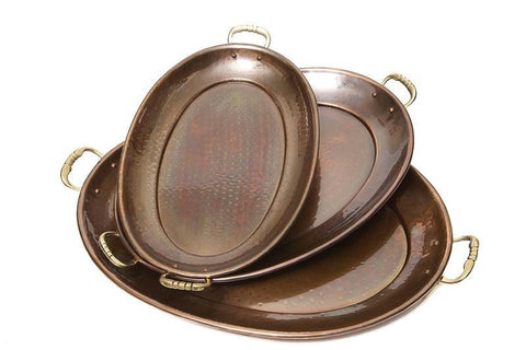 Decor Antique Copper Oval Trays Sizes 251-252-253 - Set of 3