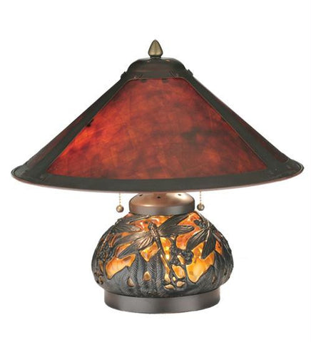 15.5 Inch H Van Erp Amber Mica Lighted Base Table Lamp