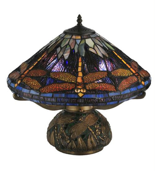 16 Inch H Tiffany Dragonfly Cone Table Lamp