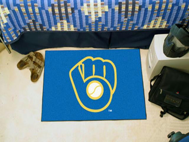 FanMats MLB - Milwaukee Brewers Ball in Glove Starter Rug 20x30