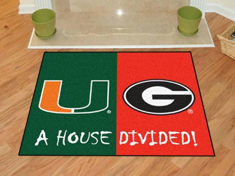 FanMats Miami Hurricanes - Georgia Bulldogs House Divided Rugs 34x45