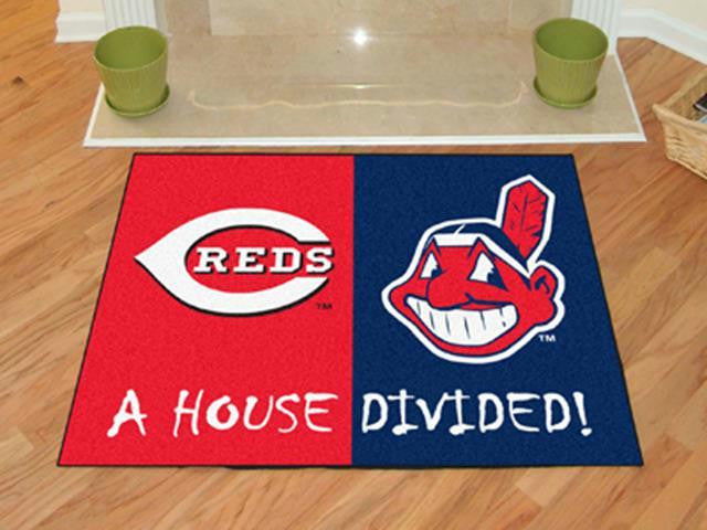 FanMats MLB - Cincinnati Reds - MLB - Cleveland Indians House Divided Rugs 34x45