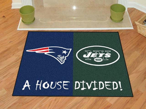 FanMats NFL - New England Patriots - New York Jets House Divided Rugs 34x45