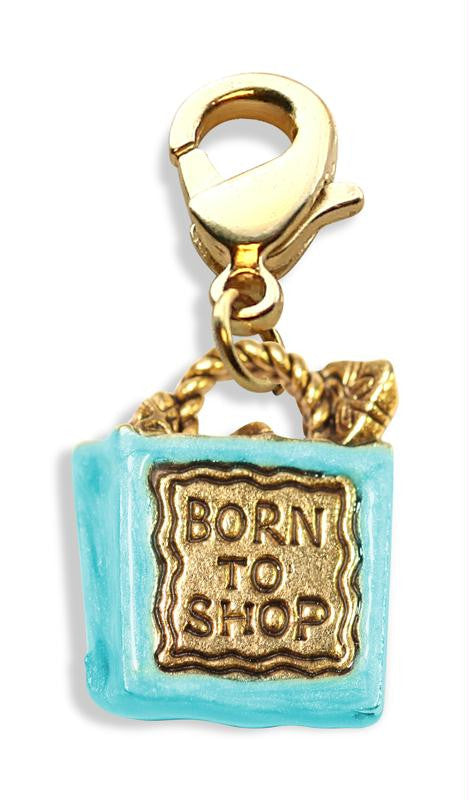 Born to Shop Bag Charm Dangle in Gold