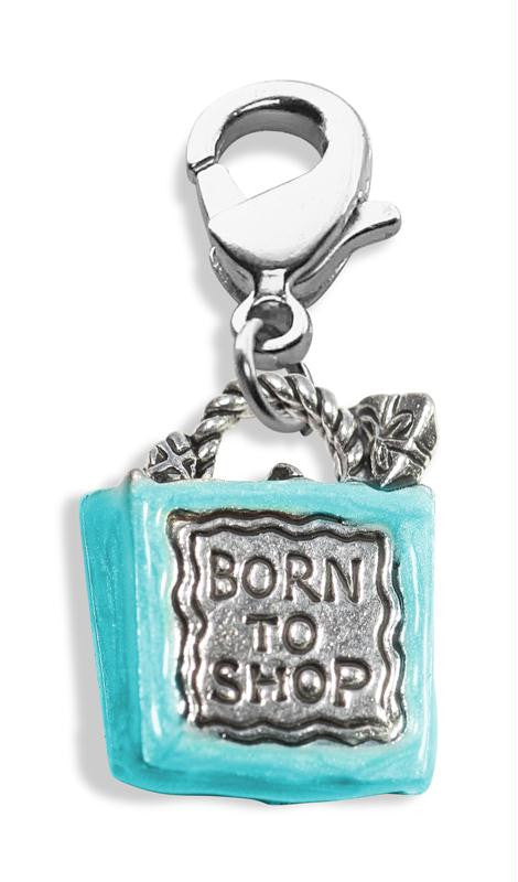 Born to Shop Bag Charm Dangle in Silver