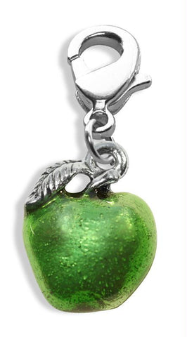 Green Apple Charm Dangle in Silver