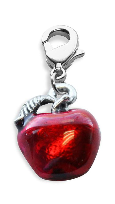 Red Apple Charm Dangle in Silver