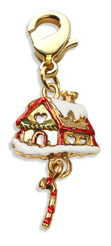 Gingerbread House Charm Dangle in Gold