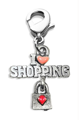 I Love Shopping Charm Dangle in Silver