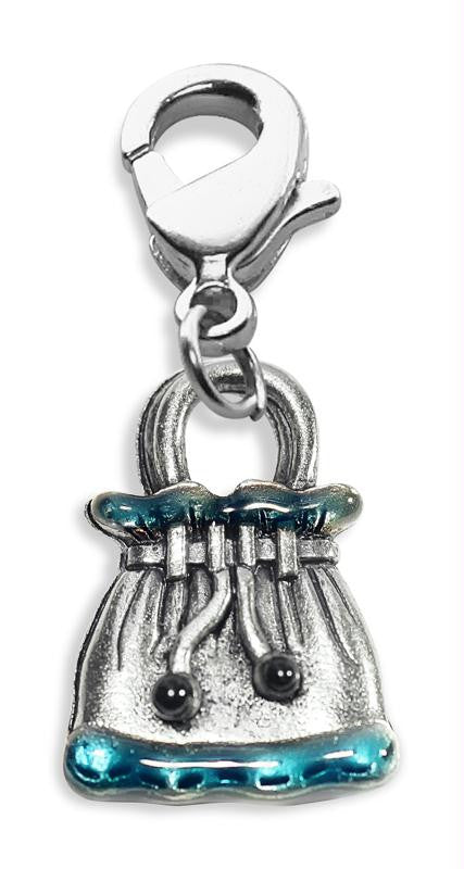 Drawstring Purse Charm Dangle in Silver