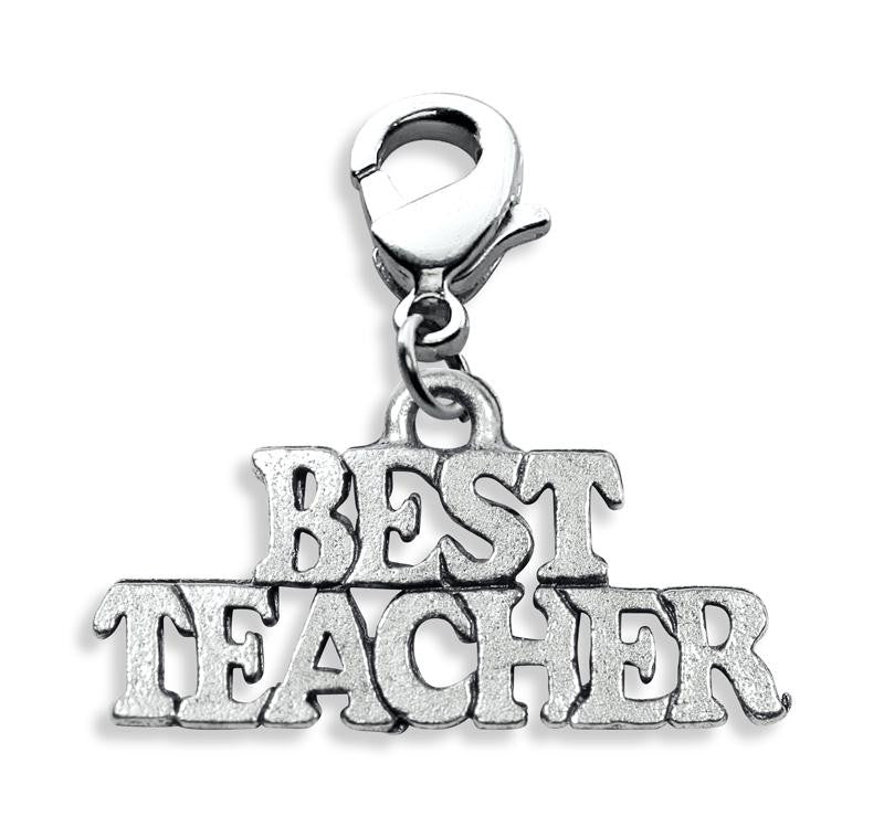 Best Teacher Charm Dangle in Silver