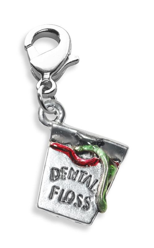 Dental Floss Charm Dangle in Silver