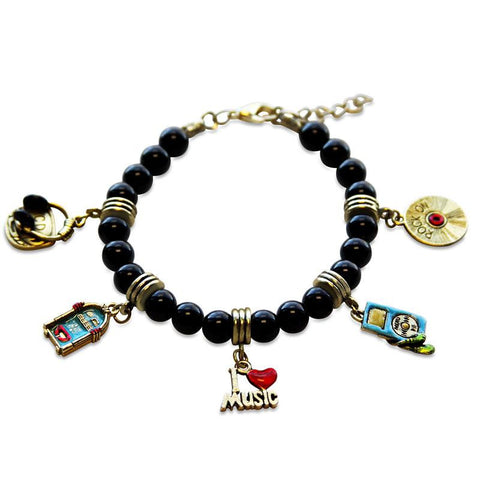 Music Lover Charm Bracelet in Gold