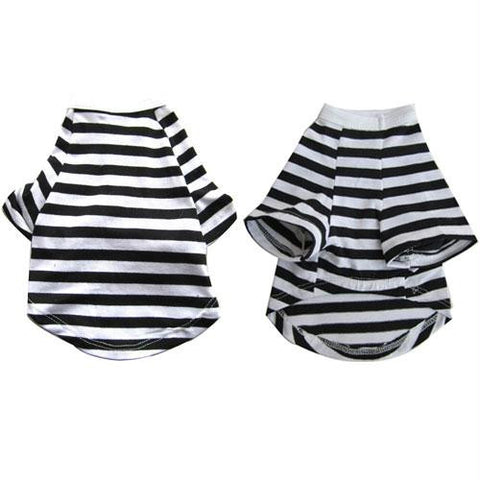 Iconic Pet - Pretty Pet Black and White Striped Top - X Small