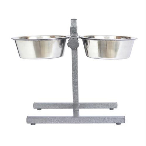 Iconic Pet - Adjustable Stainless Steel Pet Double Diner for Dog - 3 Qt - 96oz - 12 cup