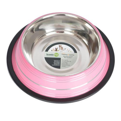 Color Splash Stripe Non-Skid Pet Bowl 16oz - Pink