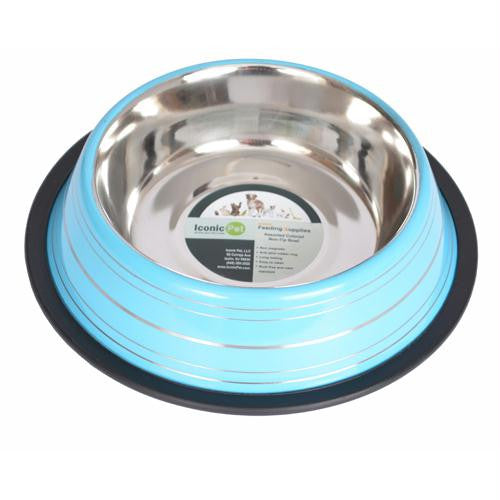 Color Splash Stripe Non-Skid Pet Bowl 64oz - Blue