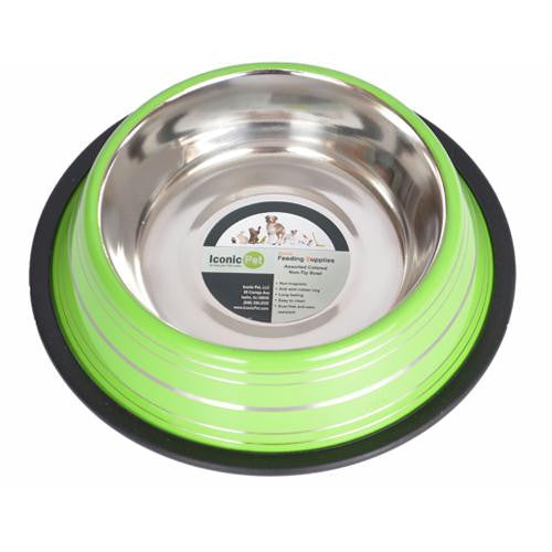 Color Splash Stripe Non-Skid Pet Bowl 16oz - Green