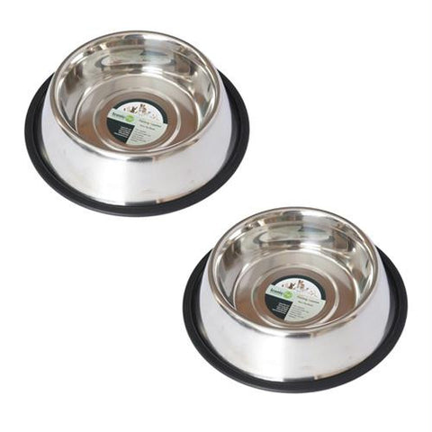 2 Pack Stainless Steel Non-Skid Pet Bowl for Dog or Cat - 24oz - 3 cup