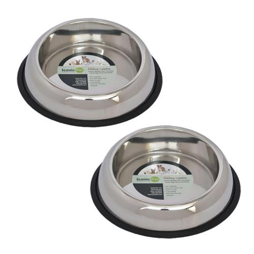 2 Pack Heavy Weight Non-Skid Easy Feed High Back Pet Bowl for Dog or Cat - 8oz - 1 cup