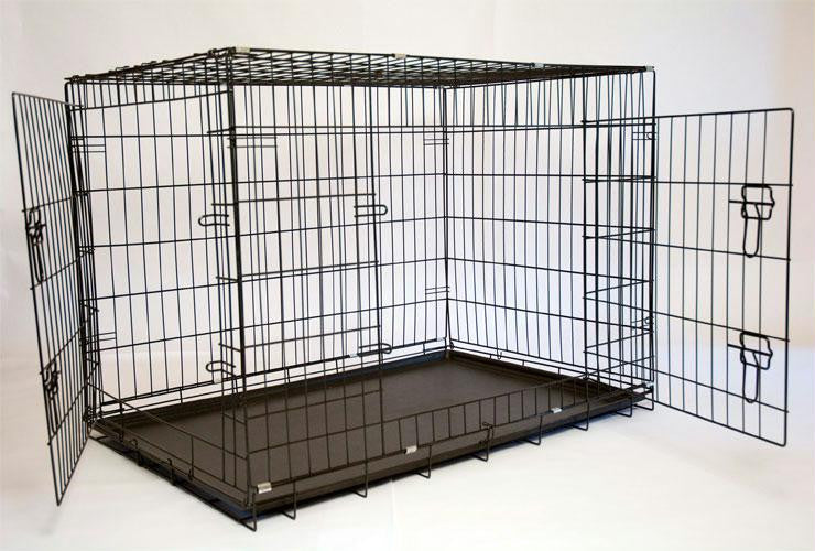 Iconic Pet - 42in Foldable Double Door Pet Dog Cat Training Crate with Divider