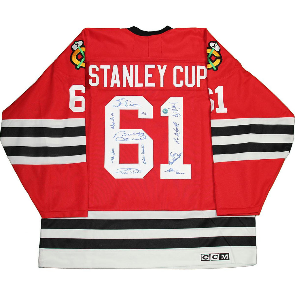 1961 Chicago Blackhawks Team Signed Stanley Cup Jersey LE 61 (10 Sigs) (AJ Sports Auth)