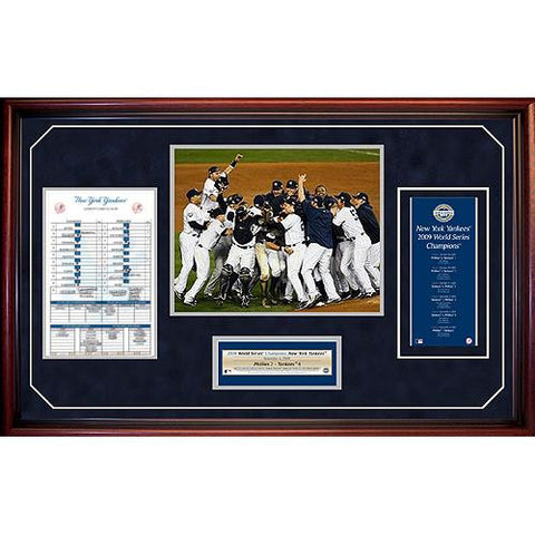 2009 World Series Lineup Card Photo Collage w Game Used Dirt