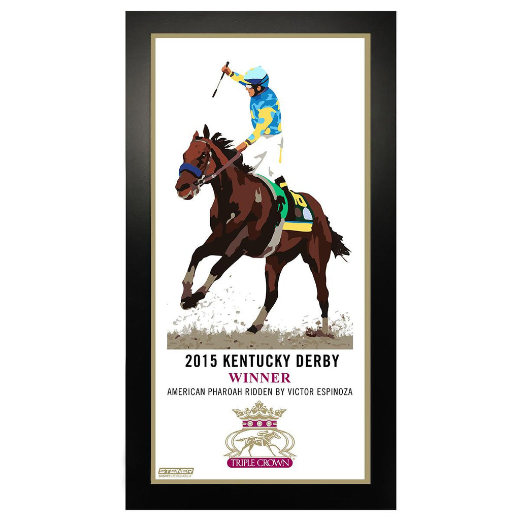 2015 Horse Racing Triple Crown Kentucky Derby Commemorative Artwork 10x20 Framed Photo