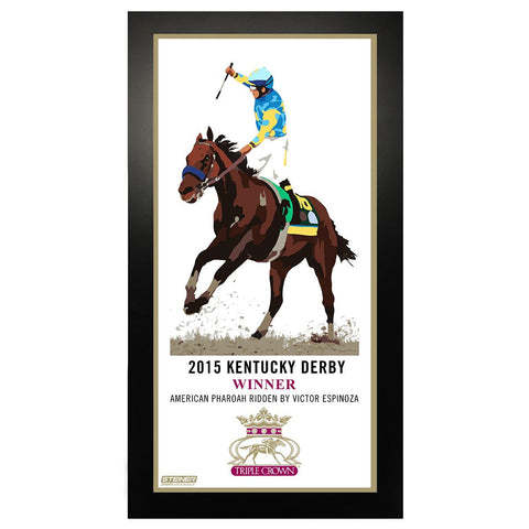 2015 Horse Racing Triple Crown Kentucky Derby Commemorative Artwork 10x20 Framed Photo