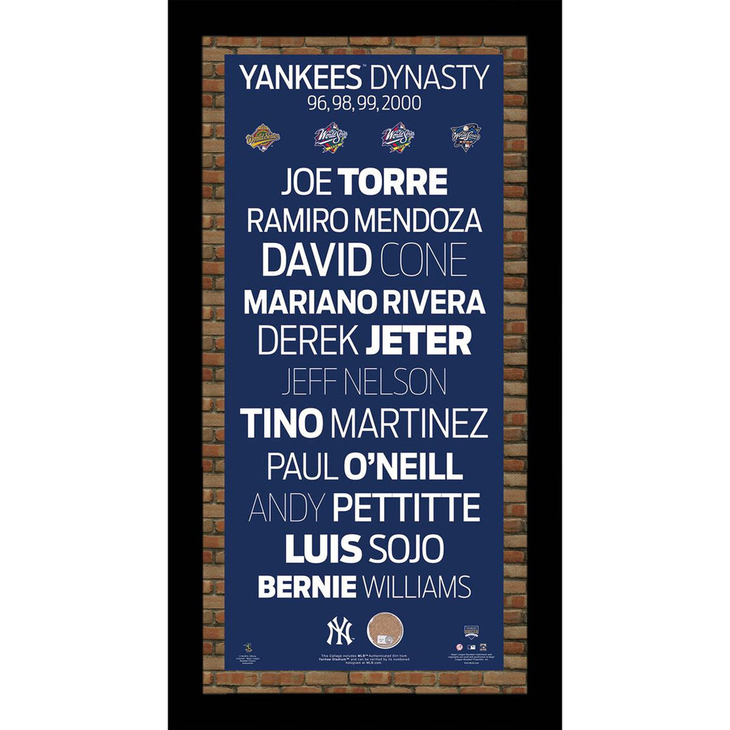 96 98 99 00 New York Yankees Champs Player Names Subway Sign Wall Art 9.5x19 Photo w Authentic Dirt from Yankee Stadium