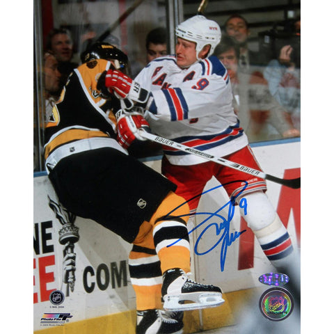 Adam Graves Checking Bruins Player 8x10 Photo