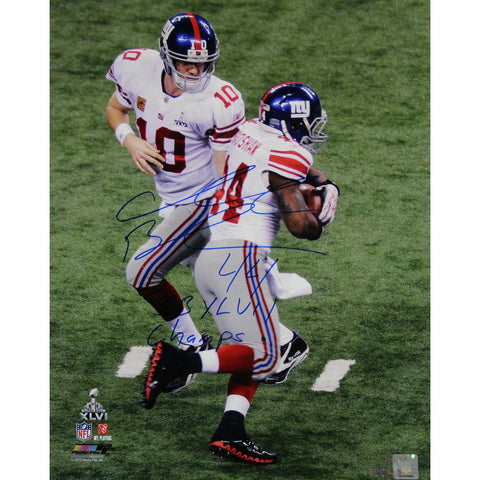 Ahmad Bradshaw Signed Super Bowl XLVI Handoff 16x20 Photo w SB XLVI Champs Insc.