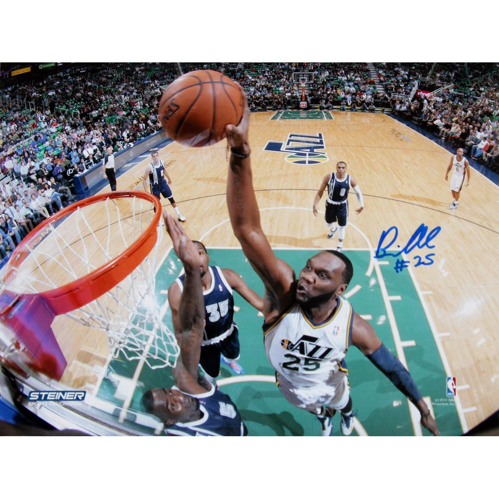 Al Jefferson Utah Jazz Dunk Against Oklahoma City Thunder Signed 16x20 Photo