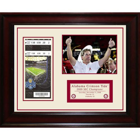 Alabama Crimson Tide 2009 SEC Champions Framed 11x14 Ticket Collage- Send In