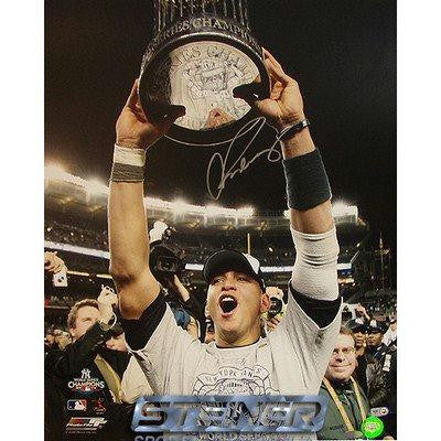 Alex Rodriguez Holding 2009 WS Trophy Vertical 16x20 Photo (MLB Auth)