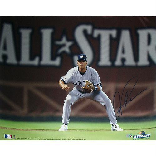 Alex Rodriguez Signed Fielding w All-Star in Background 16x20 Photo (MLB Auth)