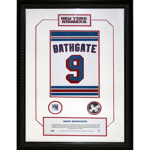 Andy Bathgate 9 Retired Number NY Rangers 14x20 Framed Collage w Nameplate