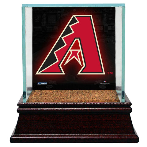 Arizona Diamondbacks Glass Single Baseball Case with Team Logo Background and Authentic Field Dirt Base (MLB Auth)