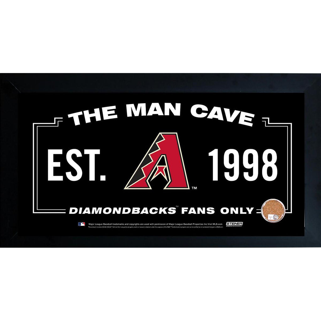 Arizona Diamondbacks Man Cave Framed 10x20 Sign w Authentic Game-Used Dirt (MLB Auth)