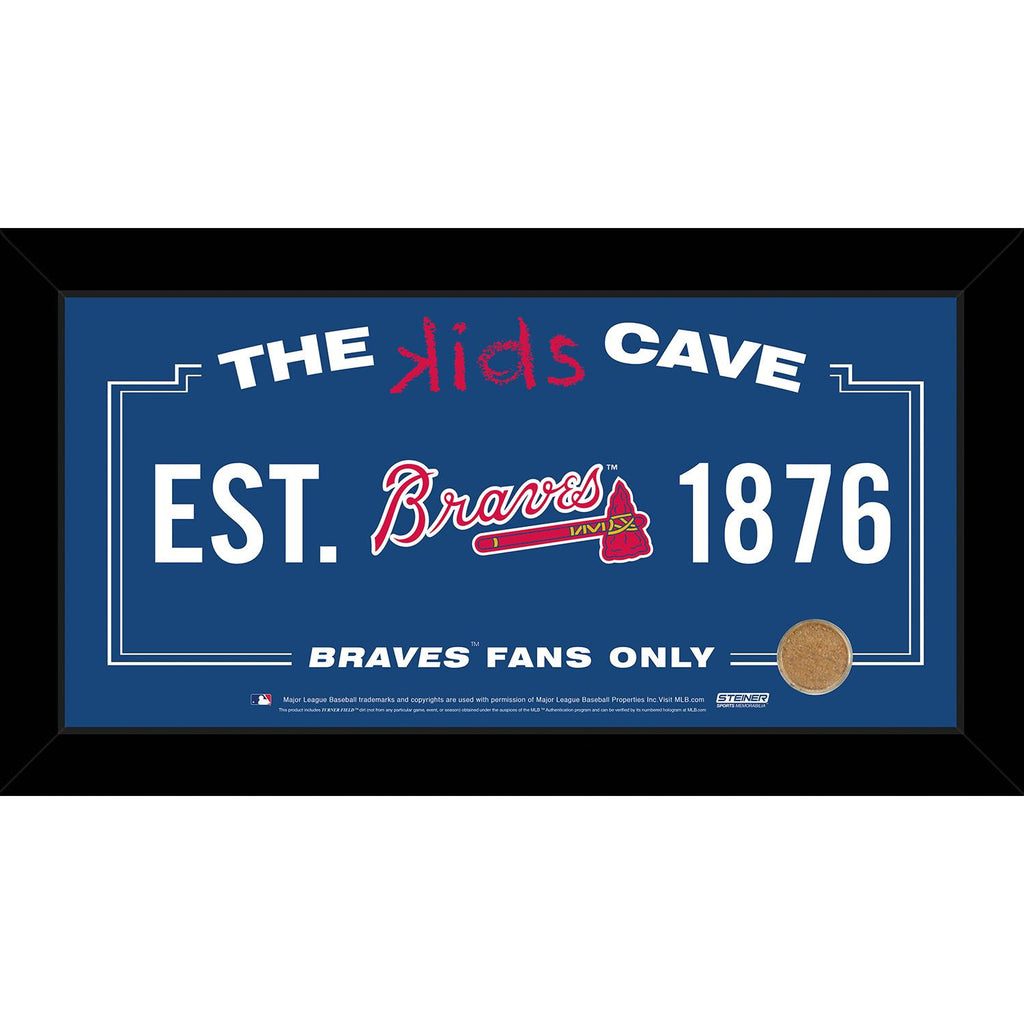 Atlanta Braves 10x20 Kids Cave Sign w Game Used Dirt from Turner Field