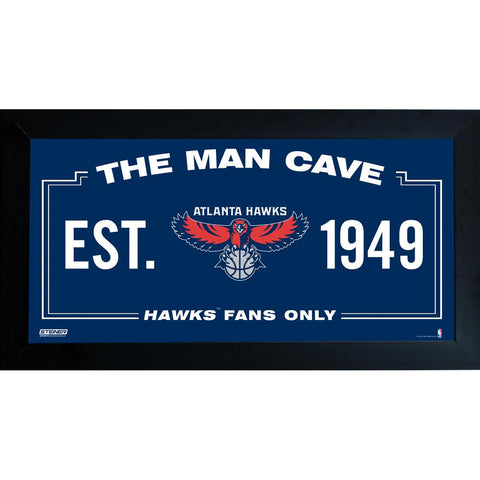 Atlanta Hawks Man Cave Sign 10x20 Framed Photo