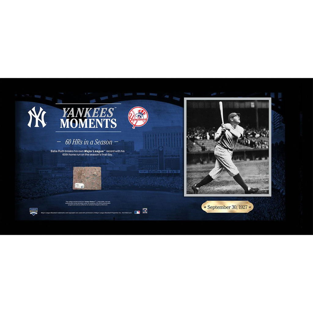 Babe Ruth Breaks Major-League Record 60th Home Run 10x20 Collage w Old Yankee Stadium Brick