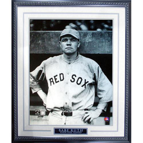 Babe Ruth Pose in Red Sox Uniform Framed 16x20 Photo