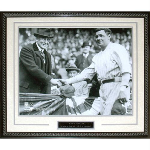 Babe Ruth Shaking President Hardings Hand Framed 16x20 Photo